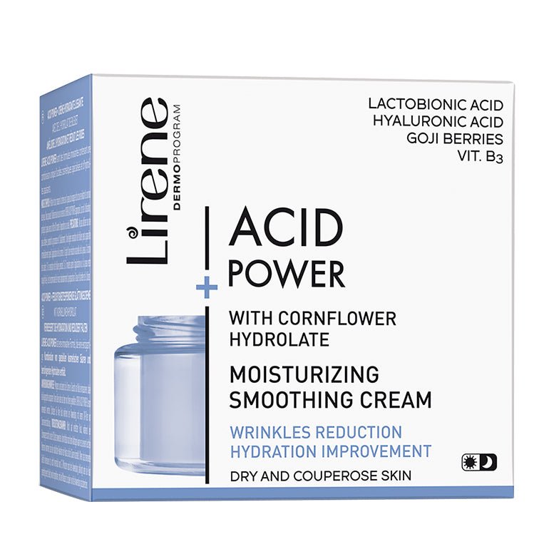 LIRENE ACID POWER - LIRENE ACID POWER - Crema hidratanta si netezitoare, Lirene Acid Power cu hidrolat din floare de colt, 50ml - AIVI Cosmetics